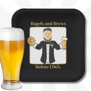 Plato De Papel Divertido diciendo Groom Personalizado Bagel Boda 