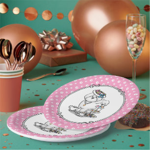 Plato De Papel Divertido Fiesta de té Bichon Frise Dog Puppy Cupe