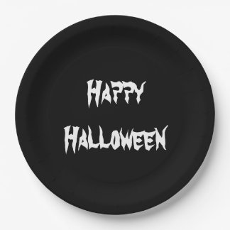 Plato De Papel Divertido Fiesta Negro Feliz Papel de Halloween