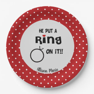 Plato De Papel Divertido Personalizado Él puso un anillo en ello