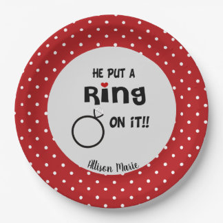 Plato De Papel Divertido Personalizado Él puso un anillo en ello 