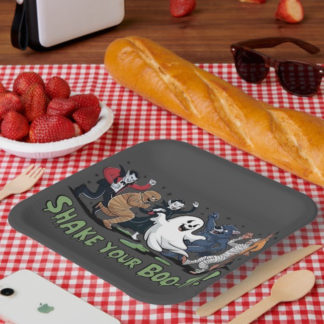 Plato De Papel Divertido sacude tu fantasma fantasma de vampiro (Picnic)