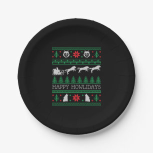 Plato De Papel Divertido Wolves Lover Lover Navidades feos Sweate