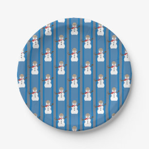 Plato De Papel Divertido y divertido detective Snowman