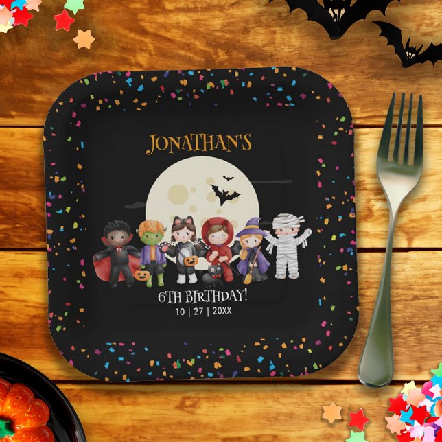 Plato De Papel Divertidos niños de Halloween disfrazan fiesta de  (Fun Halloween Kids Costume Birthday Party Paper Plates)