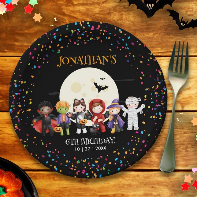 Plato De Papel Divertidos niños de Halloween disfrazan fiesta de  (Fun Halloween Kids Costume Birthday Party Paper Plates)