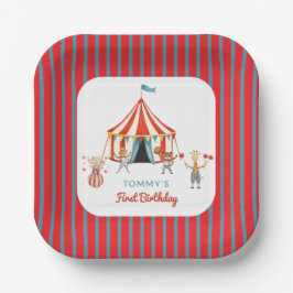 Plato De Papel Diviértete Carpa de Circo de Animales Cumpleaños