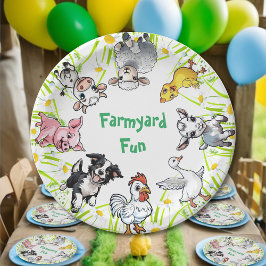 Plato De Papel Diviértete con Animales de Granja en Cumpleaños