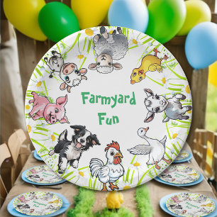 Plato De Papel Diviértete con Animales de Granja en Cumpleaños