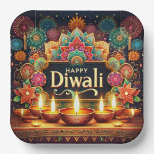 Plato De Papel Diwali festivo
