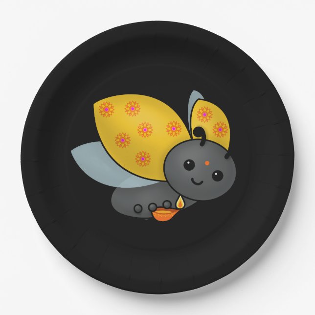 Plato De Papel Diwali Ladybug con Deepa (Anverso)