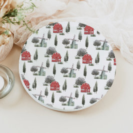 Plato De Papel DIXIE Cute Country Red Barn Baby Animales