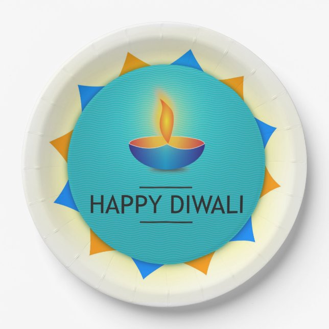 Plato de papel Diya Diwali (Anverso)