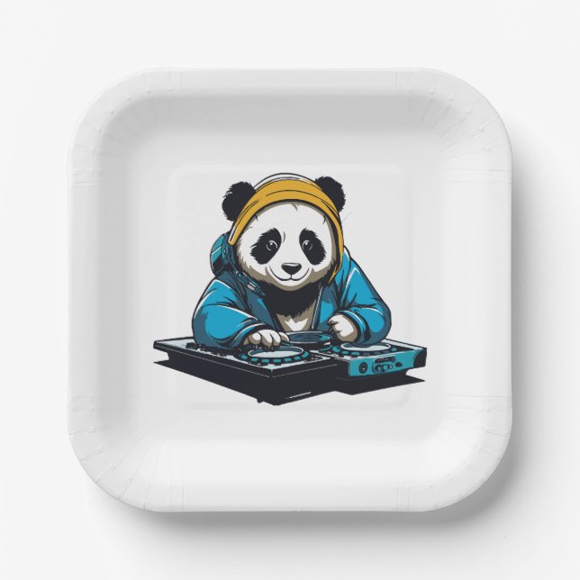 Plato De Papel DJ Kawaii Panda (Anverso)