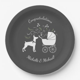 Plato De Papel Doberman Pinscher Dog Baby Shower