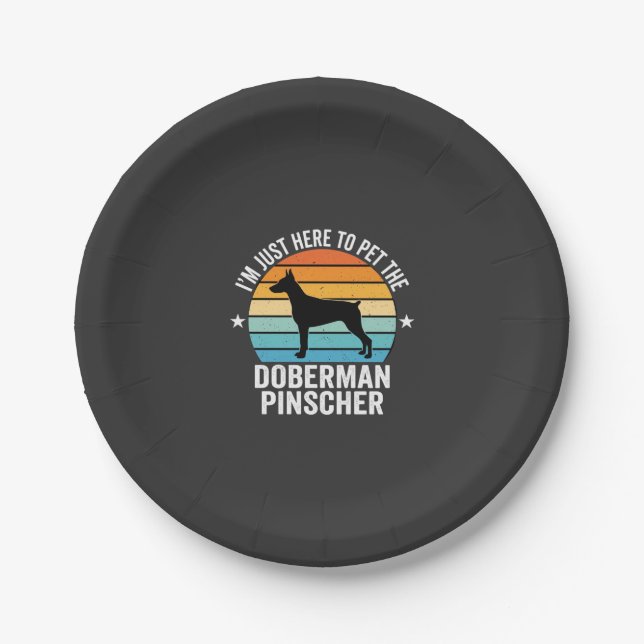 Plato De Papel Doberman Pinscher Retro Acaricia (Anverso)