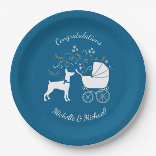 Plato De Papel Dobermann Pinscher Baby Shower