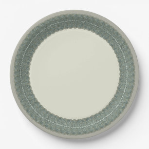 Plato De Papel Doble borde yemenita de plata de trabajo antiguo