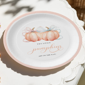 Plato De Papel Doble Calabacines Pequeños con Lazo para Baby Show
