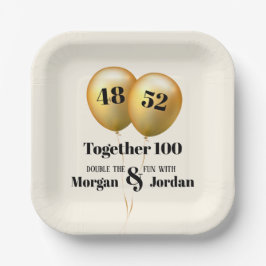 Plato De Papel Doble celebración conjunta de oro de cumpleaños y 