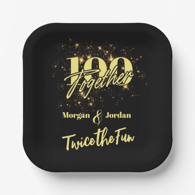 Plato De Papel Doble celebración de cumpleaños dos veces más dive (Anverso)