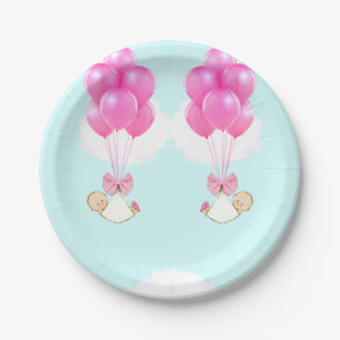 Plato De Papel Doble fiesta de bebé para niñas gemelas