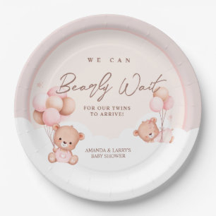 Plato De Papel Doble Niña Oso de Peluche Baby Shower