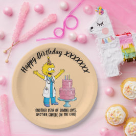 Plato De Papel DOCTORS BIRTHDAY orange pediatric anti-stress
