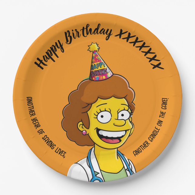 Plato De Papel DOCTORS BIRTHDAY orange pediatric fun girl (Anverso)