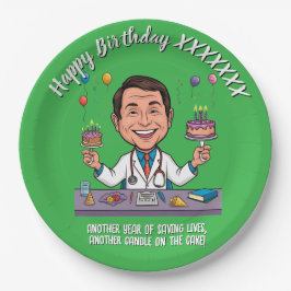 PLATO DE PAPEL DOCTORS BIRTHDAY PARTY GREEN ANTISTRESS
