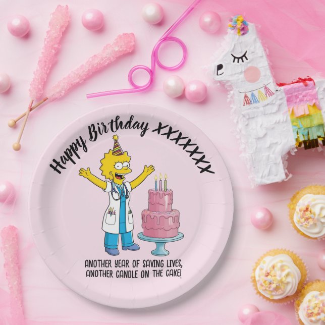 Plato De Papel DOCTORS BIRTHDAY pink pediatric anti-stress (Fiesta)