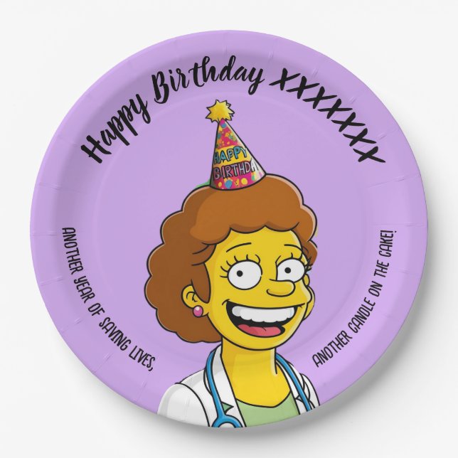 Plato De Papel DOCTORS BIRTHDAY violet pediatric fun girl (Anverso)
