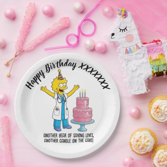 Plato De Papel DOCTORS BIRTHDAY white pediatric anti-stress (Fiesta)