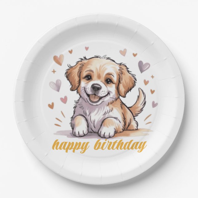 Plato De Papel dog happay birthady (Anverso)