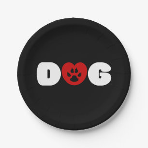 Plato De Papel Dog Love Heart Bandana