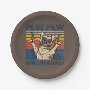 Plato De Papel Dog Lovers Bulldog Pew Pew Madafakas
