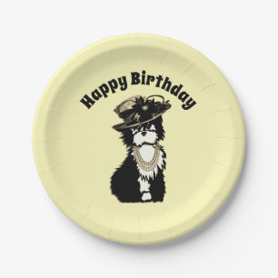 Plato De Papel Doggie/diseñador de moda amarillo