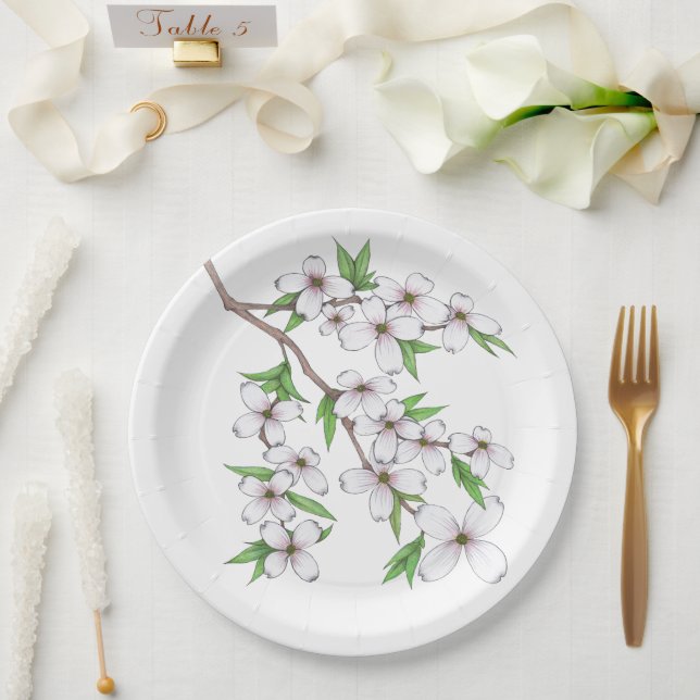 Plato De Papel Dogwood (Boda)
