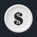 Plato De Papel Dólar | Alfabeto simple de esténcil<br><div class="desc">Signo de dólar negro en estilo de esténcil vintage sobre fondo blanco. Haga clic en el botón "personalizar" para personalizar el diseño eligiendo el color que desee e incluso agregando su propio texto. Los elementos coincidentes también están disponibles en el almacén.</div>