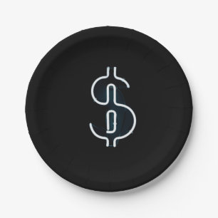 Plato De Papel Dólar de neón sagrado