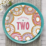 Plato De Papel Dólares de color lindo dos cumpleaños<br><div class="desc">Cute Colorful Donuts Dos Placas de Papel de Cumpleaños presentan donuts dibujados a mano con rociadores de colores y escarcha.</div>