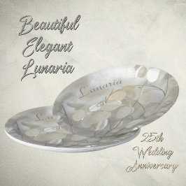 Plato De Papel Dólares Plata Lunaria Blancos Elegantes