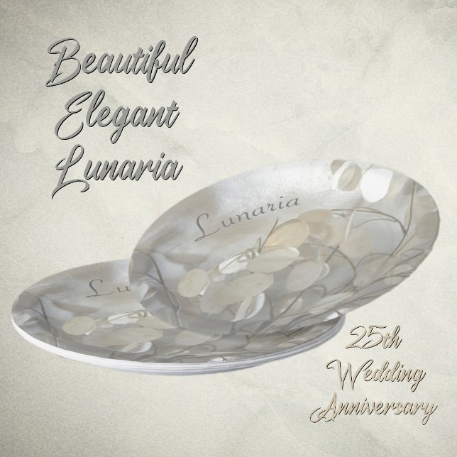 Plato De Papel Dólares Plata Lunaria Blancos Elegantes (Subido por el creador)