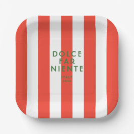 Plato De Papel Dolce Far Niente Italia Tiras Rojas Cabana
