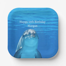 Plato De Papel Dolphin Blue Ocean Happy Birday Name Age