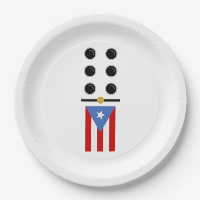 Plato De Papel Dominó de Puerto Rico (Anverso)