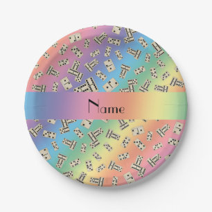 Plato De Papel Dominós conocidos personalizados del arco iris