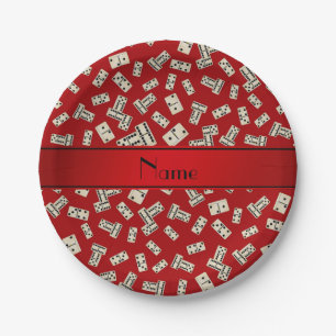 Plato De Papel Dominós rojos conocidos personalizados