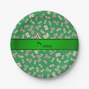 Plato De Papel Dominos verdes de nombres personalizados