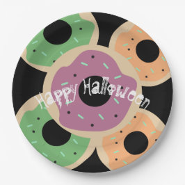 Plato De Papel Dona Glaseada de Halloween y Purpurina